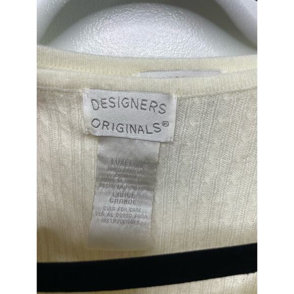 2 Piece Cardigan Sweater Set Long Sleeve T-Shirt Top Cream Knit Large Fisherman - Picture 5 of 15